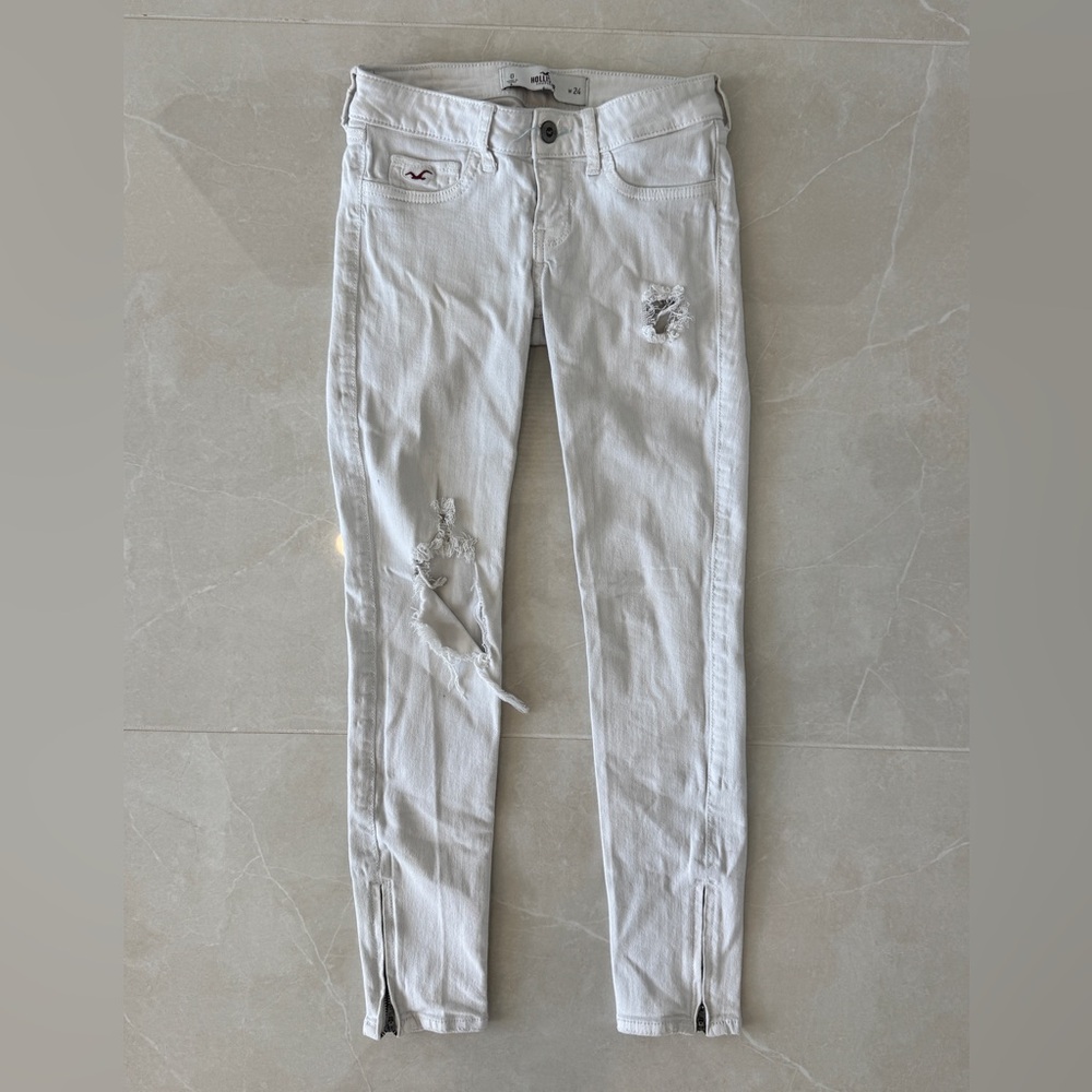 Hollister White Distressed Skinny Jeans